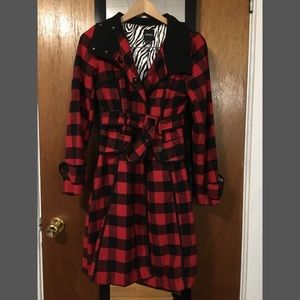 XOXO buffalo plaid coat